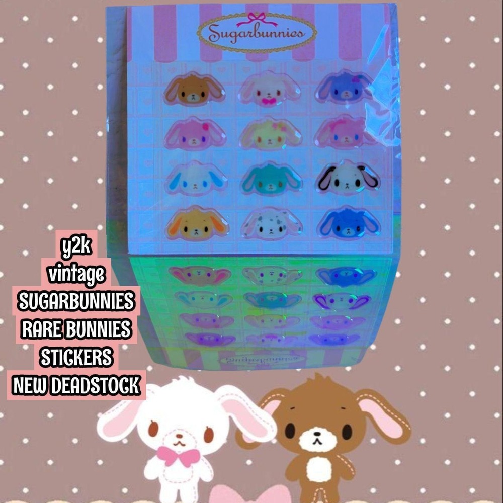 RARE Y2K VTG. SUGARBUNNIES BUNNY Face STICKERS NEW DEADSTOCK